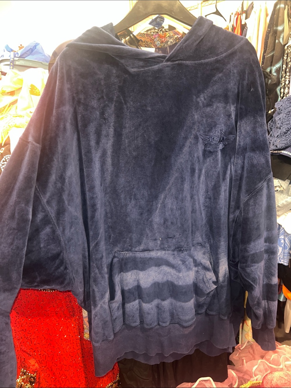 Boys Lie Velour Tie Dye Navy Blue Men's Hooded embroidered Sweater